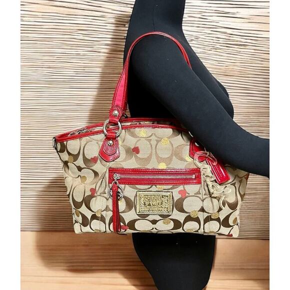 Coach 16295 Poppy Signature Lurex Rocker Secret Admirer Carryall & Wristlet - Picture 9 of 14